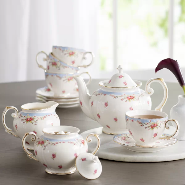A white porcelain tea set